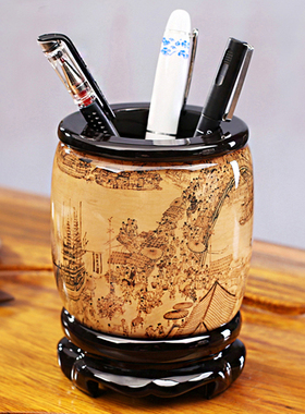 旋转笔筒创意时尚可m爱办公室桌面高档装饰品摆件艺术实用礼品定