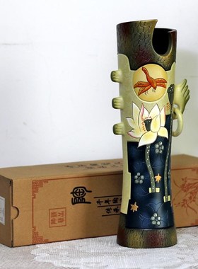 新中式陶瓷摆件手工艺品礼品百搭装饰书柜博古架隔断艺术花瓶花插