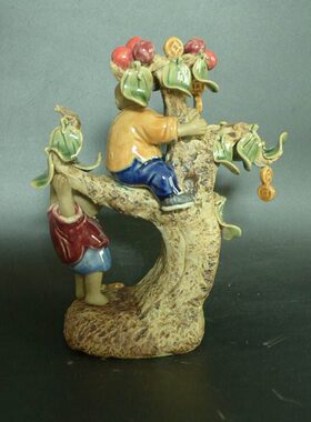 陶瓷招财摆设湾公司前台工艺品店铺公仔摇钱树摆件客厅石开业礼品