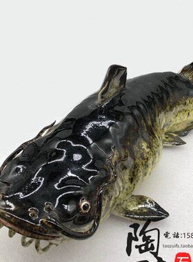 鱼年年有余鲶湾石小号好公仔日装饰品子陶醉陶瓷摆件人工艺品气