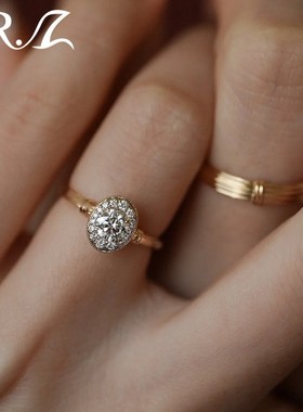 Z先生925e银30分圆形培育钻石情侣对戒求婚订婚节日礼物戒指