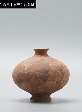 新中式复古橙陶瓷花瓶轻r奢小摆件电视柜酒柜橱窗装饰品艺术陈列