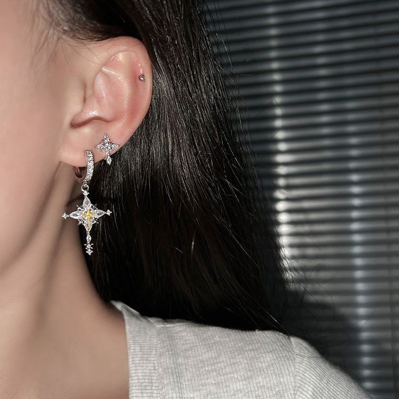 夜王 | 十字星耳环耳夹男冷淡风精致高级感小众耳环男女个性耳饰,淘宝优惠券,粉丝福利购,淘宝优惠卷