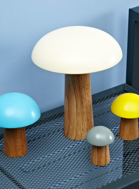 摆件家居饰品客厅装饰北欧卡通蘑菇创意实木儿童房桌W面家居装饰