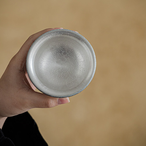 鎏银主人茶碗建盏杯品茗杯功夫杯银杯子纯手工银陶瓷镶银单茶具杯 - 图1