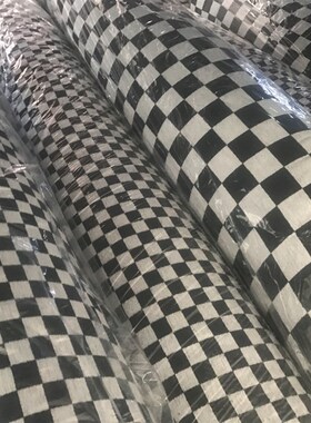 黑白棋格加厚沙发布料雪尼尔提花面料抱枕靠垫格子椅子套手工布料