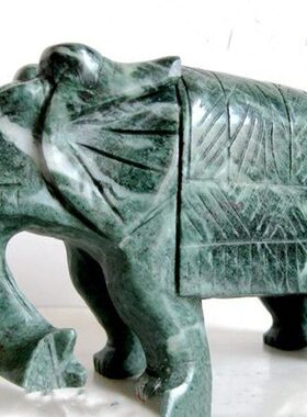 摆件客厅玉石大象书房面装饰品碧玉吉祥办公室桌电视柜象一对酒柜