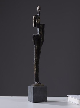 轻奢办公室抽象人物雕塑创意几何摆件家居M饰品桌柜面艺术树脂摆