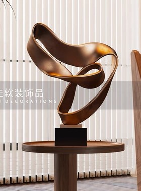 现代简约抽象雕塑艺术品摆v件别墅酒店客厅玄关轻奢高档装饰工艺