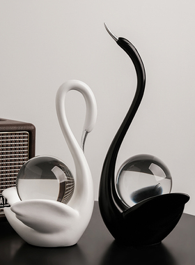 创意黑白c天鹅酒柜装饰品摆件家居饰品客厅电视柜玄关乔迁新居礼