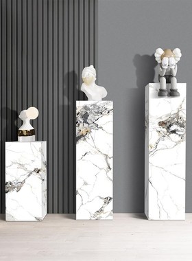 大理石底座客厅石材m台立柱墩子玄关落地岩板装饰品摆件雕塑展示