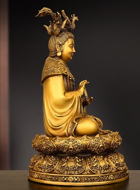 纯黄铜无生老母摆件家居客厅装饰品骊山黎山老母八卦无极老母神像