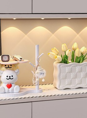 欢迎回家钥匙收纳玄关摆件创意线条小狗入户鞋柜客厅装饰乔迁礼物