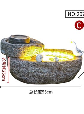 庭院鱼池景观摆件流水陶t罐假山循环造景室内玄关阳台花园布置