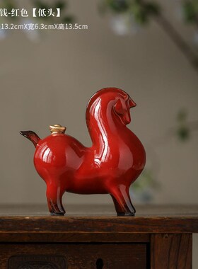 创意招财唐马摆件陶瓷动物马中式客厅书房K办公室桌面装饰品工艺