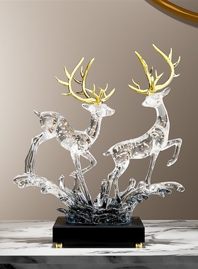 风生水起b招财鹿摆件轻奢高档客厅玄关电视柜酒柜装饰乔迁新居礼