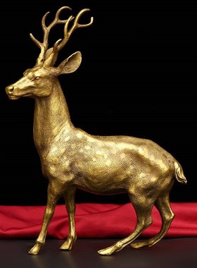 纯铜圆底梅花鹿摆件创意复古x家居客厅收银台办公室桌面装饰工艺