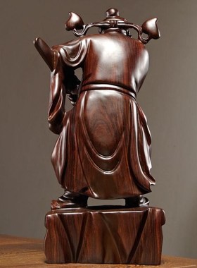 黑檀实木雕刻天师福神钟馗神像摆件家居客厅装饰品工艺品店铺摆设