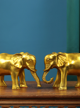 纯铜招财吸水大象一对铜象摆件财福家居玄关酒Q柜公司工艺礼品包