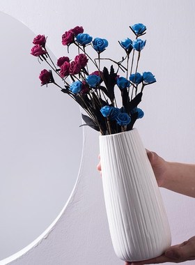 厂家新中式简约白色陶瓷花瓶干花插花客厅现代家居装饰品摆件定制