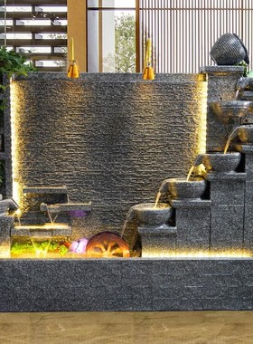 假山流水喷泉水幕墙流水屏风公司装饰品招财景观摆件鱼池循环流水