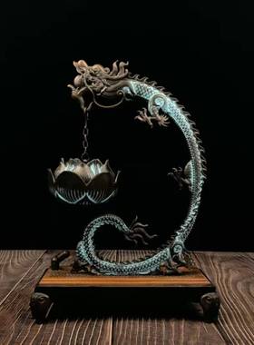 吊式香炉古典莲花龙架悬挂吊炉摆件禅意倒K流香炉回流香檀香薰香