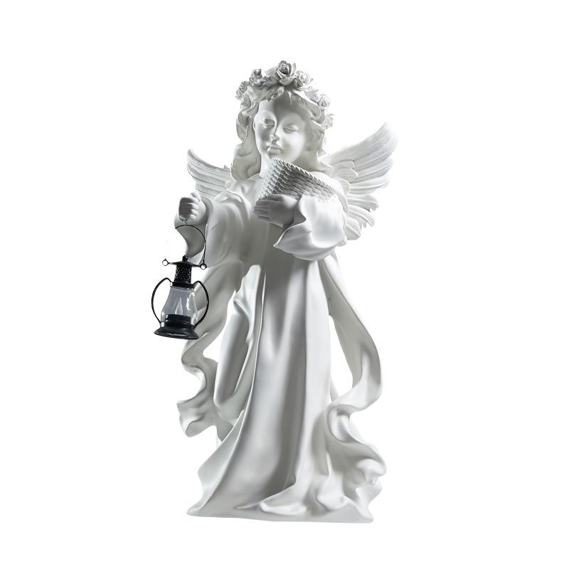 欧式复古天使落地摆件托盘客厅玄关钥匙创意桌面装饰品树脂像雕塑 - 图3