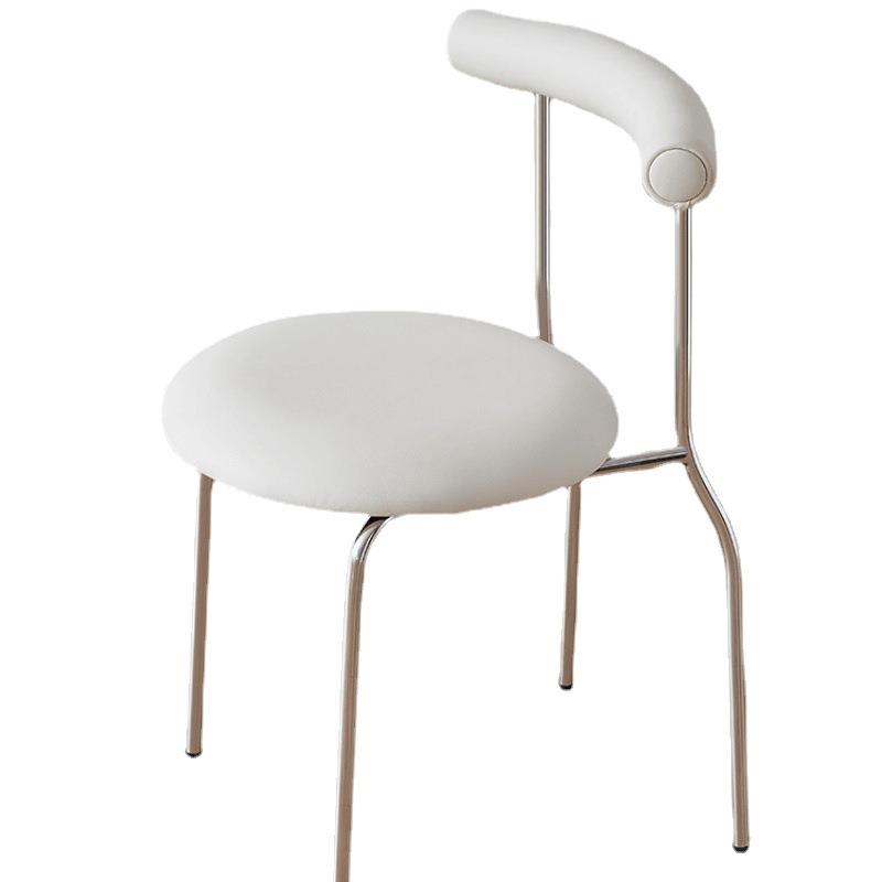 现代简约不锈钢白色椅子家用凳子靠背椅轻奢高级耐用餐椅梳妆台椅 - 图3