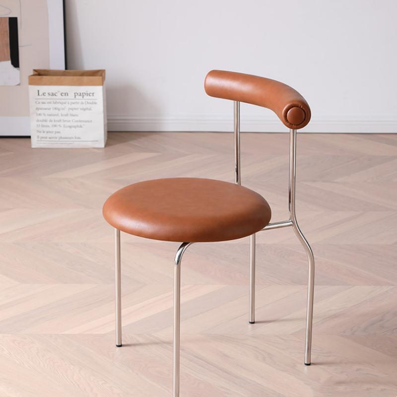 现代简约不锈钢白色椅子家用凳子靠背椅轻奢高级耐用餐椅梳妆台椅 - 图0