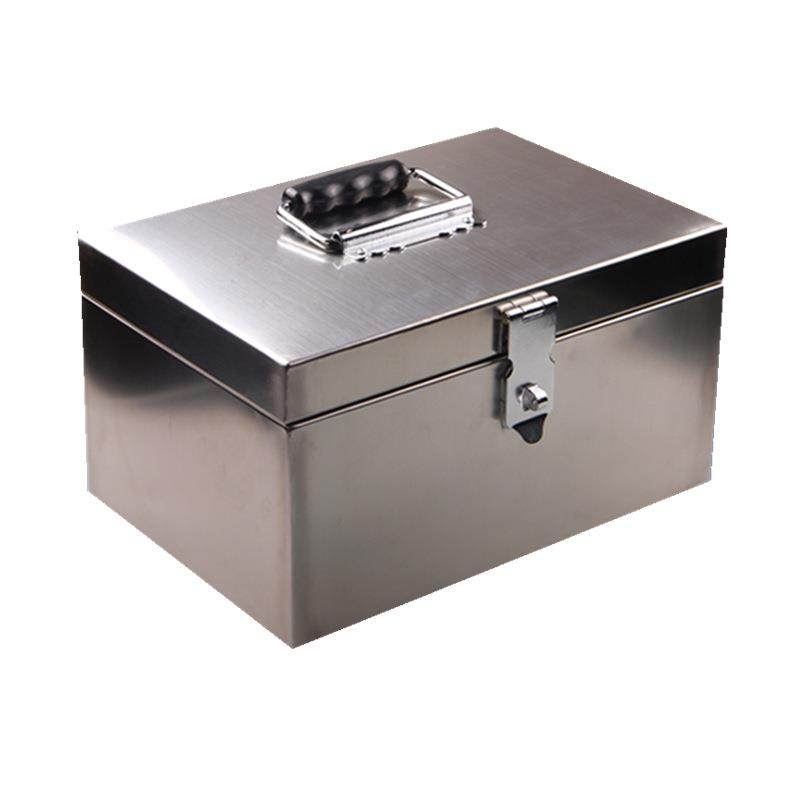 不锈钢箱子带锁加厚印章盒收纳304存钱罐票据双锁钱箱工具箱,淘宝优惠券,粉丝福利购,淘宝优惠卷