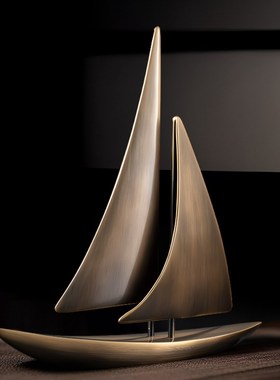 一帆风顺办公室h桌面酒柜书房入户玄关装饰轻奢高档客厅铜帆船摆