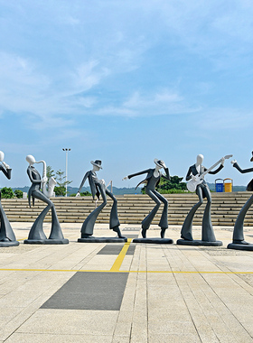 创意音乐人物造型摆件玻璃t钢雕塑户外园林景观小品商业街落地装