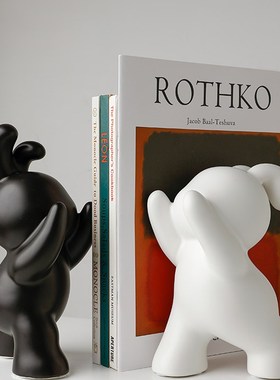 懒地创意兔子书挡摆件酒柜客厅玄关书柜陶瓷O桌面可爱书立装饰摆