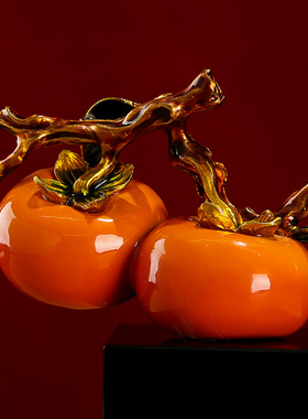 事事如意喜鹊珐琅彩玄关新中式A摆件客厅乔迁礼品好事连连柿子装