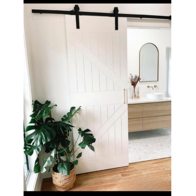 白色谷仓门卫生间移门厨房推拉门实木复合木门吊轨门仓谷门厕所门 - 图1