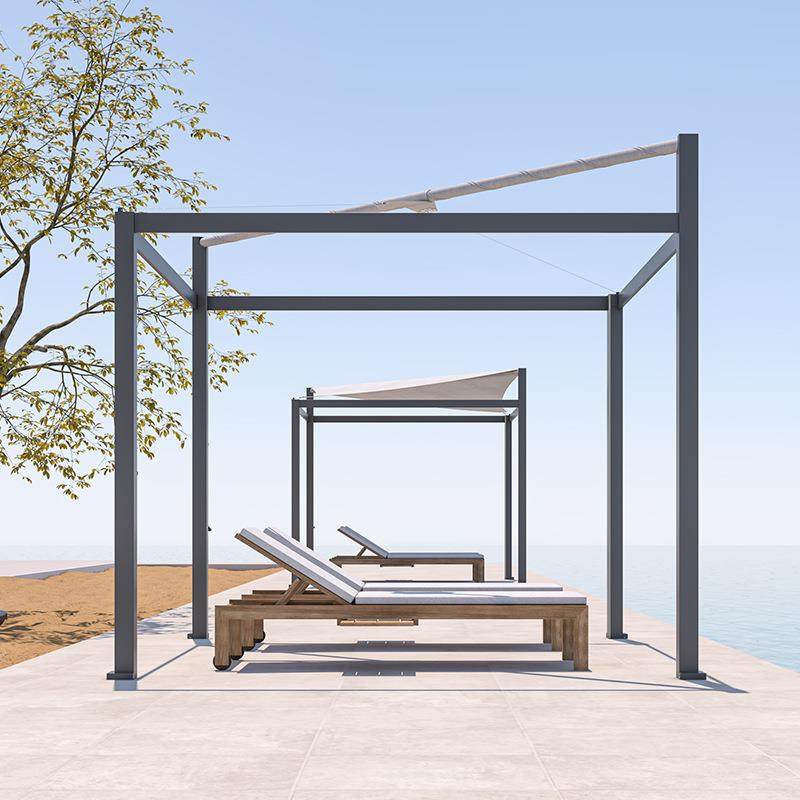 户外手动伸缩遮阳棚天幕铝合金亭子现代庭院凉亭花园别墅四角伞棚,淘宝优惠券,粉丝福利购,淘宝优惠卷