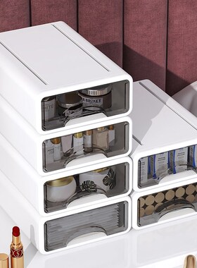 桌面收纳盒学生宿舍文具手账神器箱化妆品柜办公书桌抽屉式置物架