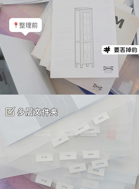 栋哈风琴包文件收纳办公抽屉多层夹子日式透明标签加厚分类资料册