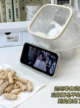 宿舍桌面可爱小号透明垃圾桶迷你小型书桌餐桌办公室工位桌上纸篓