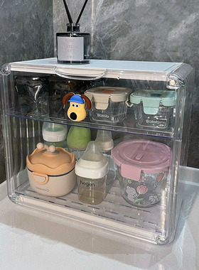 奶瓶收纳盒放奶嘴收纳柜婴儿餐具碗筷奶瓶刷沥水架宝宝餐具收纳箱