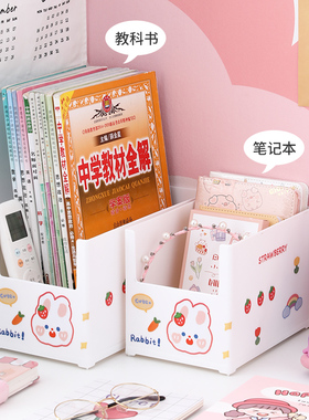 少女书本收纳盒可爱桌面文件教师办公桌收纳儿童书桌整理置物架