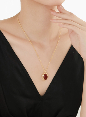 瑟拉蒙红玛瑙吊坠招财转运项链