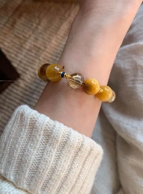 金珀凝瑞丨新中式虎眼石招财好运手串2026本命年好运显白手链饰品