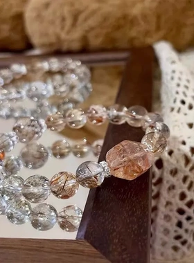 天然玻利维亚紫水晶手链粉水晶海蓝宝紫塔晶紫阿塞招财招桃花手串