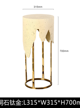 大理石底座圆形石墩石柱客厅电视柜旁落J地展示架基座洞石雕塑摆