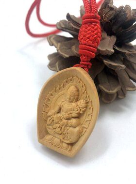 黄杨木普贤菩萨项坠吊坠属龙蛇本命佛守护神平安男女随身戴佩挂饰