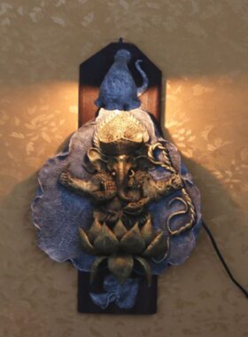 泰国进口 东南亚创意大象鼻神树脂 个性床头灯客厅过道壁灯装饰品