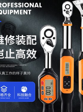 电子数显扭力扳手汽修棘轮开口活动头扣件鹰架套筒扭矩力矩扳手