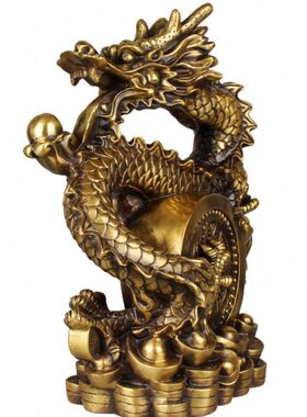 纯铜大号龙摆件书房工艺品客厅办公室龙家居装饰品