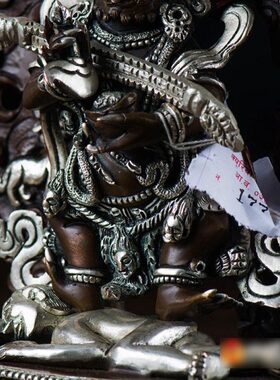 二摆件臂玛哈嘎玛哈嘎红铜像铜银现代镀7寸拉铜像尼泊尔紫棒像 拉